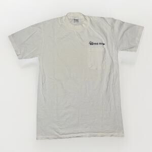 Vintage Stedman Pocket T-Shirt White USA Made Single Stitch 90s Medium 17x26